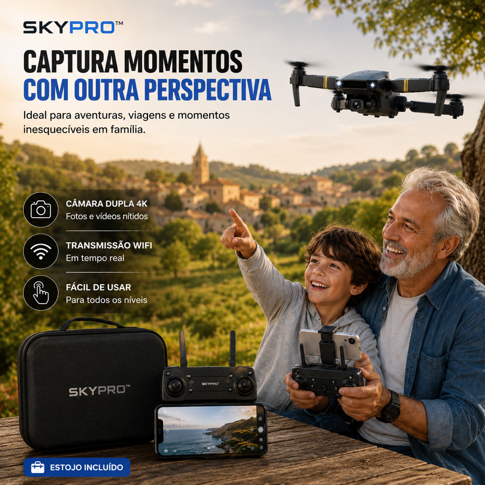 SKYPRO™ X1 PRO | Drone 4K Dobrável com Câmara Dupla e